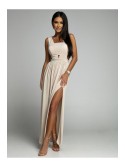 Maxikleid mit Ausschnitten, beige AZR222